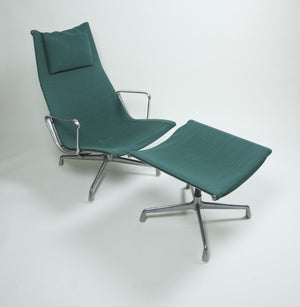 SOLD Eames Herman Miller Green Aluminum Group Lounge Chair and Ottoman