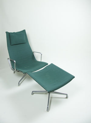 SOLD Eames Herman Miller Green Aluminum Group Lounge Chair and Ottoman