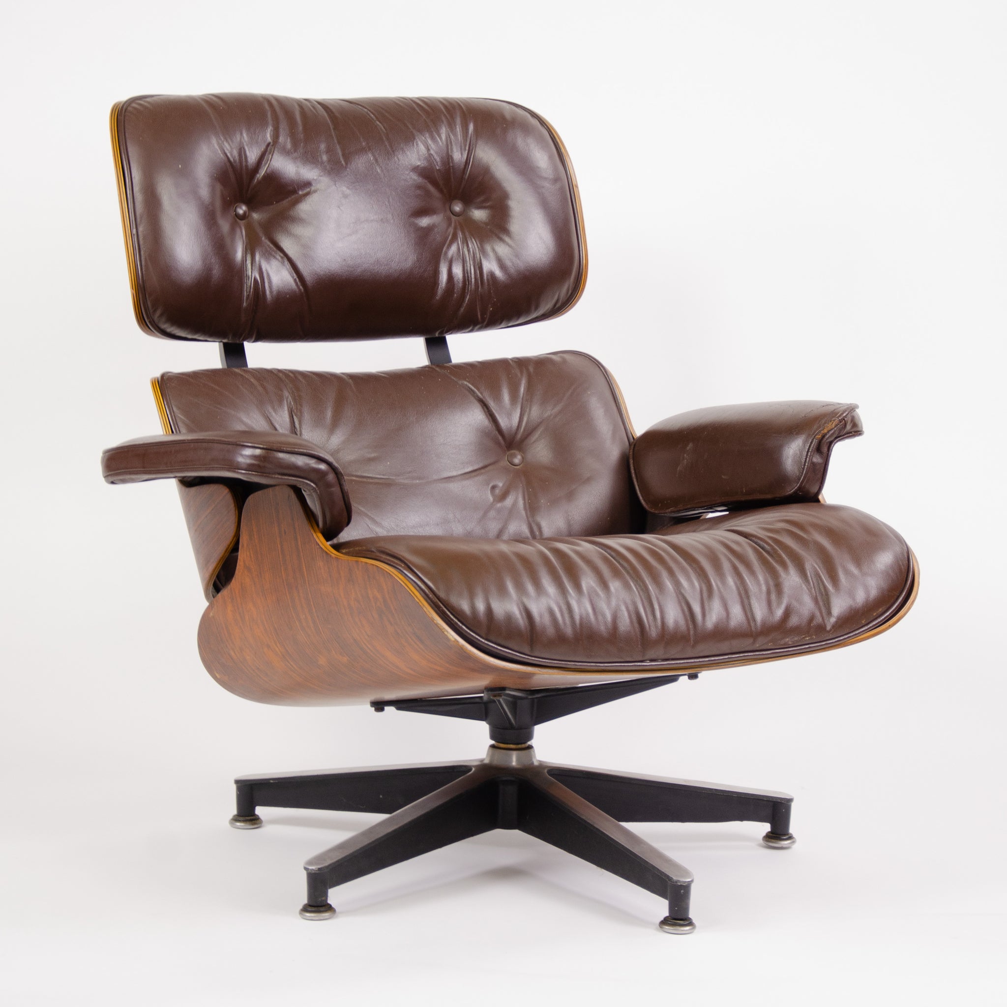 SOLD 1970's Herman Miller Eames Lounge Chair & Ottoman Rosewood 670 671 Brown Leather