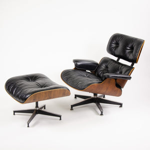 SOLD Herman Miller Eames Lounge Chair & Ottoman Rosewood 670 671 Black Leather 1970's