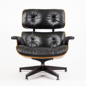 SOLD Herman Miller Eames Lounge Chair & Ottoman Rosewood 670 671 Black Leather 1970's