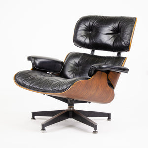 SOLD Herman Miller Eames Lounge Chair & Ottoman Rosewood 670 671 Black Leather 1970's