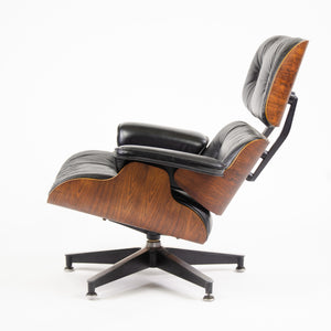 SOLD Herman Miller Eames Lounge Chair & Ottoman Rosewood 670 671 Black Leather 1970's