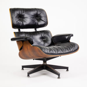 SOLD Herman Miller Eames Lounge Chair & Ottoman Rosewood 670 671 Black Leather 1970's