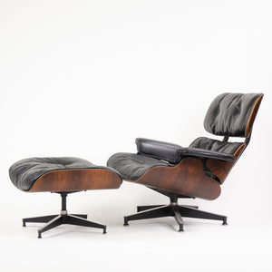 SOLD 1960's Herman Miller Eames Lounge Chair & Ottoman Rosewood 670 671 Black Leather