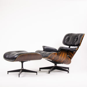 SOLD Herman Miller Eames Lounge Chair & Ottoman Rosewood 670 671 Black Leather 1980's