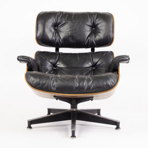 SOLD Herman Miller Eames Lounge Chair & Ottoman Rosewood 670 671 Black Leather 1980's