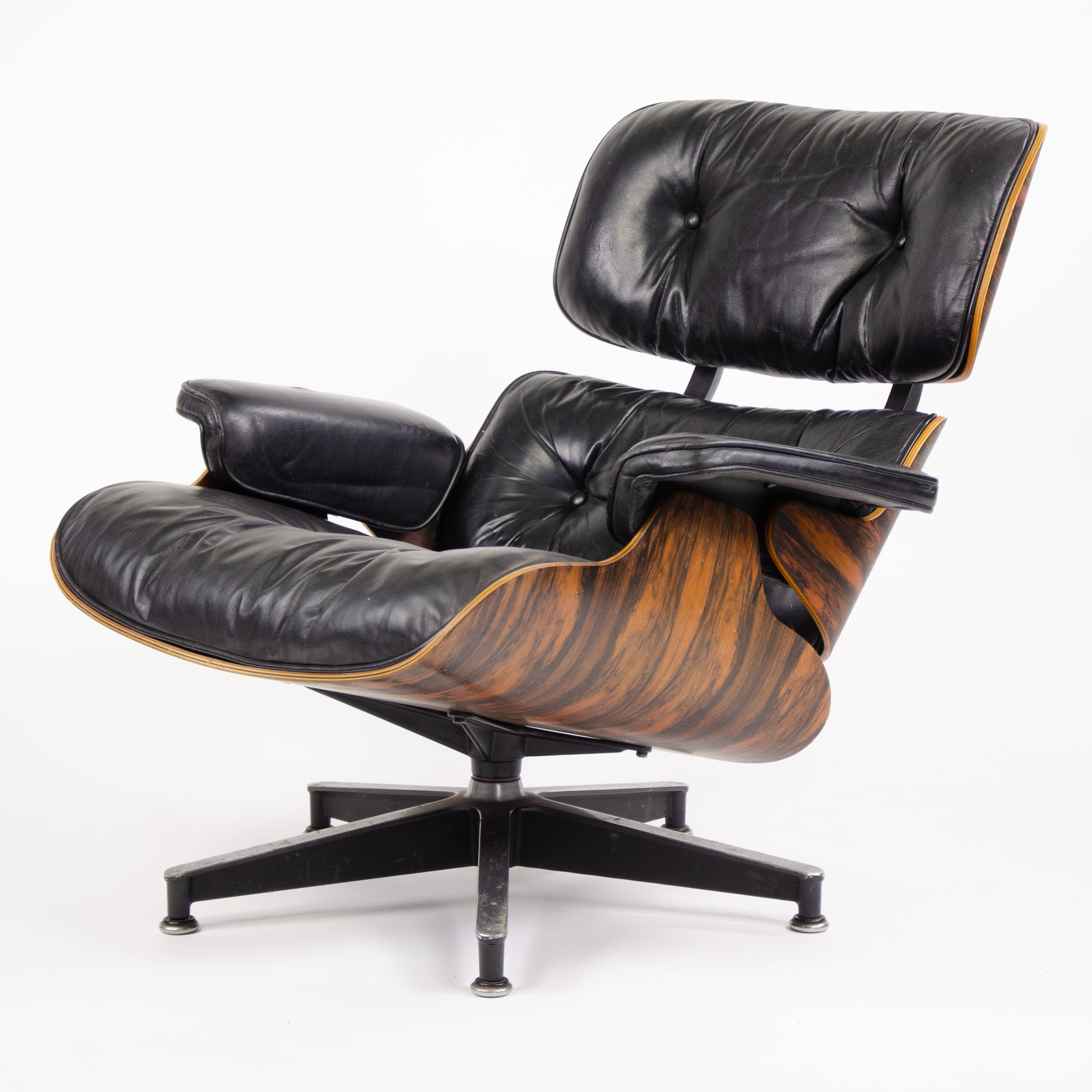 SOLD Herman Miller Eames Lounge Chair & Ottoman Rosewood 670 671 Black Leather 1980's