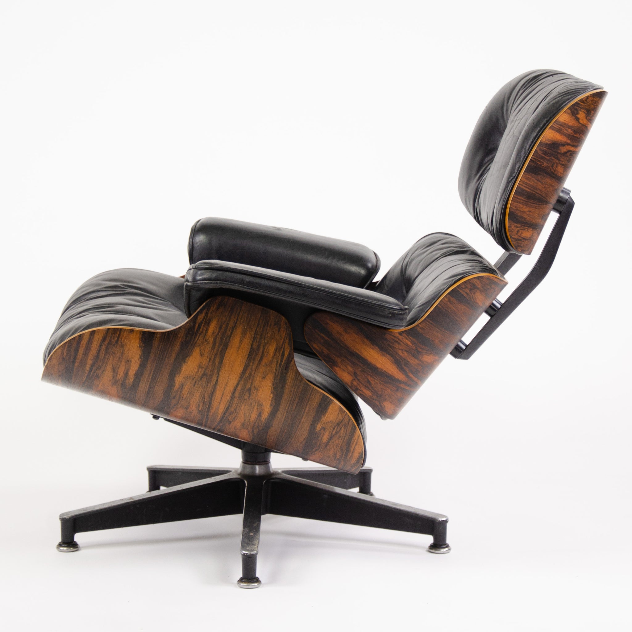 SOLD Herman Miller Eames Lounge Chair & Ottoman Rosewood 670 671 Black Leather 1980's