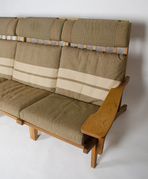 SOLD Hans Wegner For Getama 3 Seater Sofa in Danish Oak, Made in Denmark