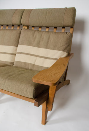SOLD Hans Wegner For Getama 3 Seater Sofa in Danish Oak, Made in Denmark