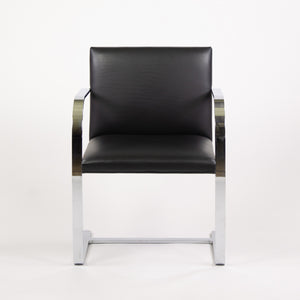 2000s Mies van der Rohe for Knoll Flat Bar Chrome Brno Chairs in Black Leather 3x Available