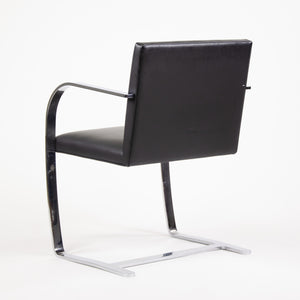 2000s Mies van der Rohe for Knoll Flat Bar Chrome Brno Chairs in Black Leather 3x Available