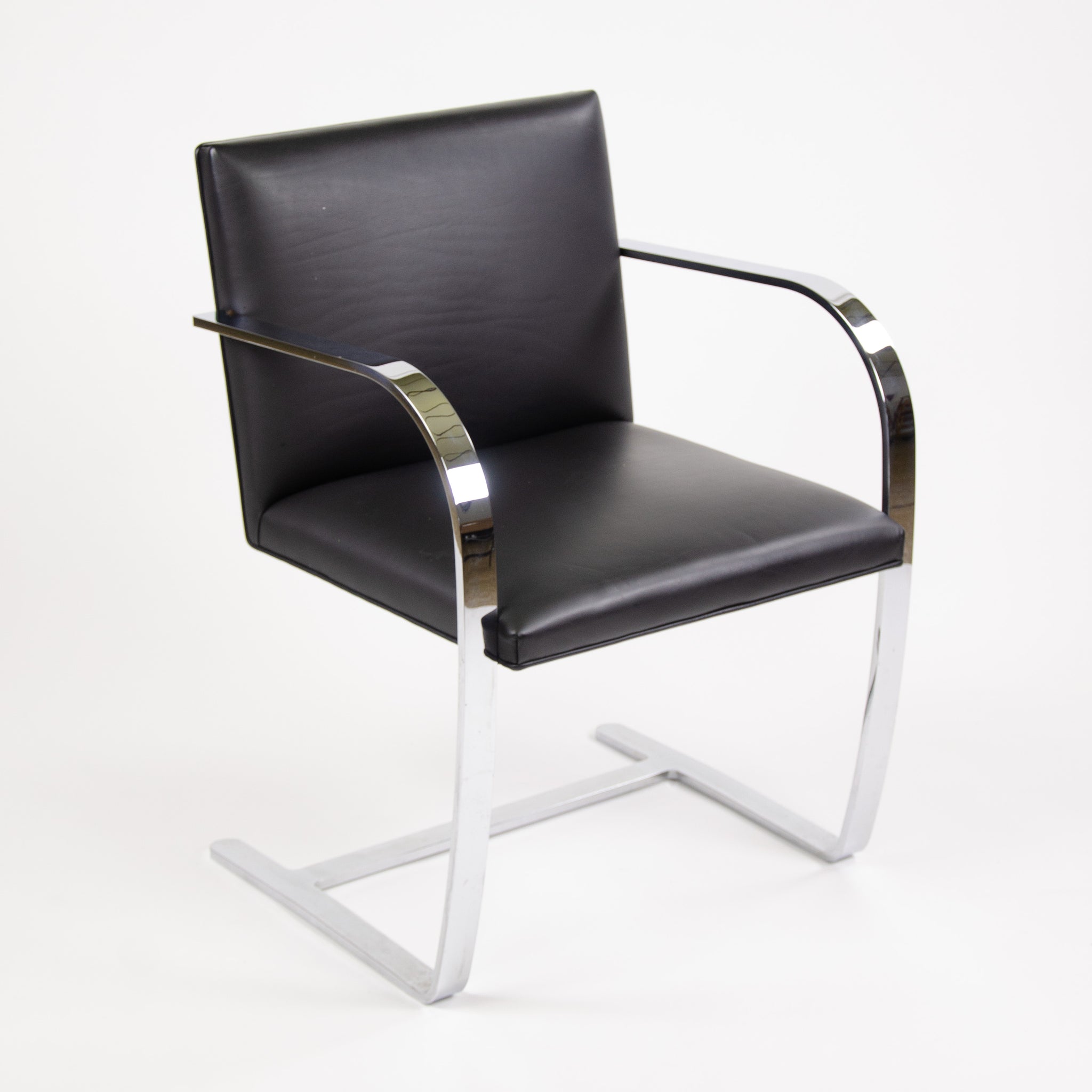 SOLD Knoll STAINLESS Mies Van Der Rohe Brno Chairs Black Leather Sets Available 2000s MINT