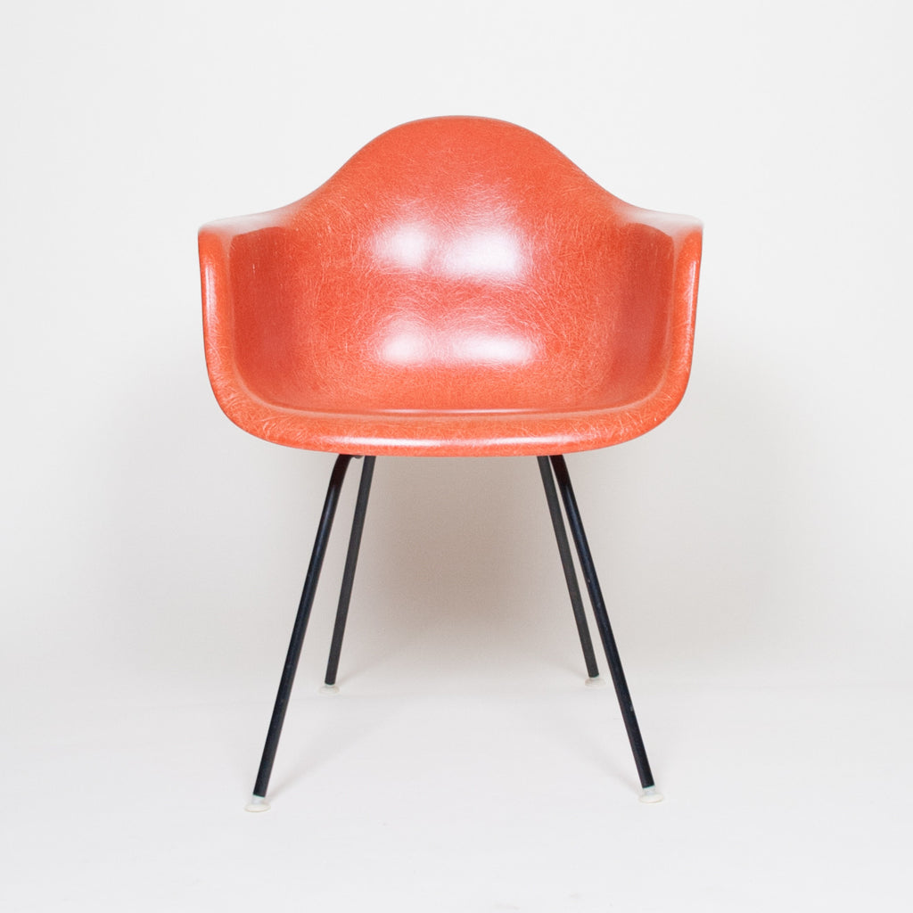 SOLD Eames 1950's Herman Miller Red / Orange Fiberglass Shell Chair Arm Shell Mint