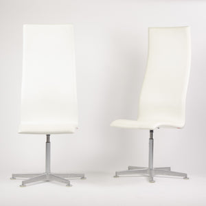 Fritz Hansen Arne Jacobsen Tall Oxford Chair White Leather 2007 4x Available