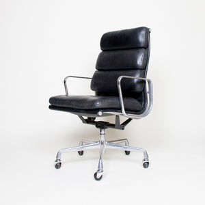 SOLD Eames Herman Miller High Back Soft Pad Aluminum Group Chair Black Leather