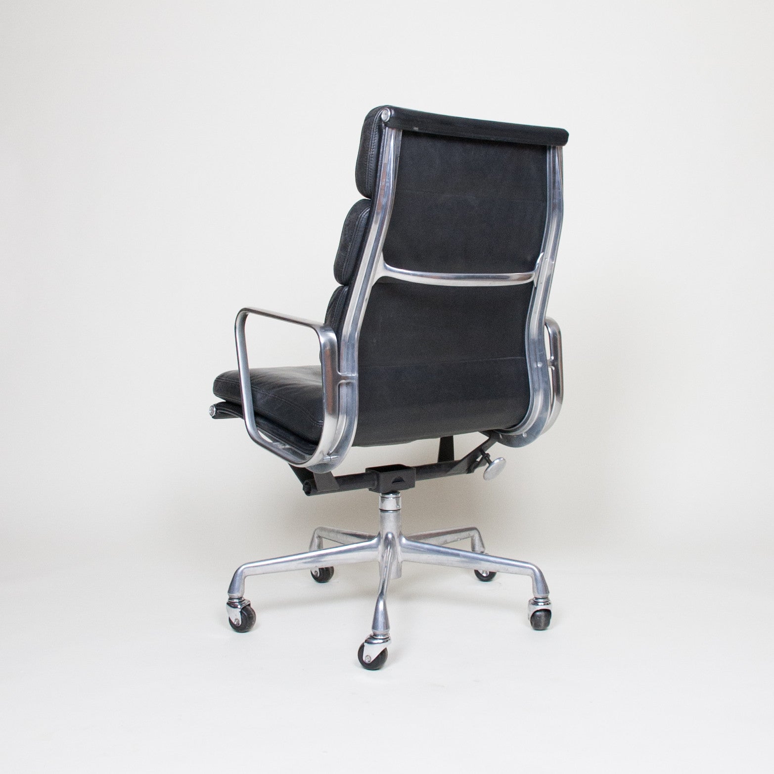 SOLD Eames Herman Miller High Back Soft Pad Aluminum Group Chair Black Leather