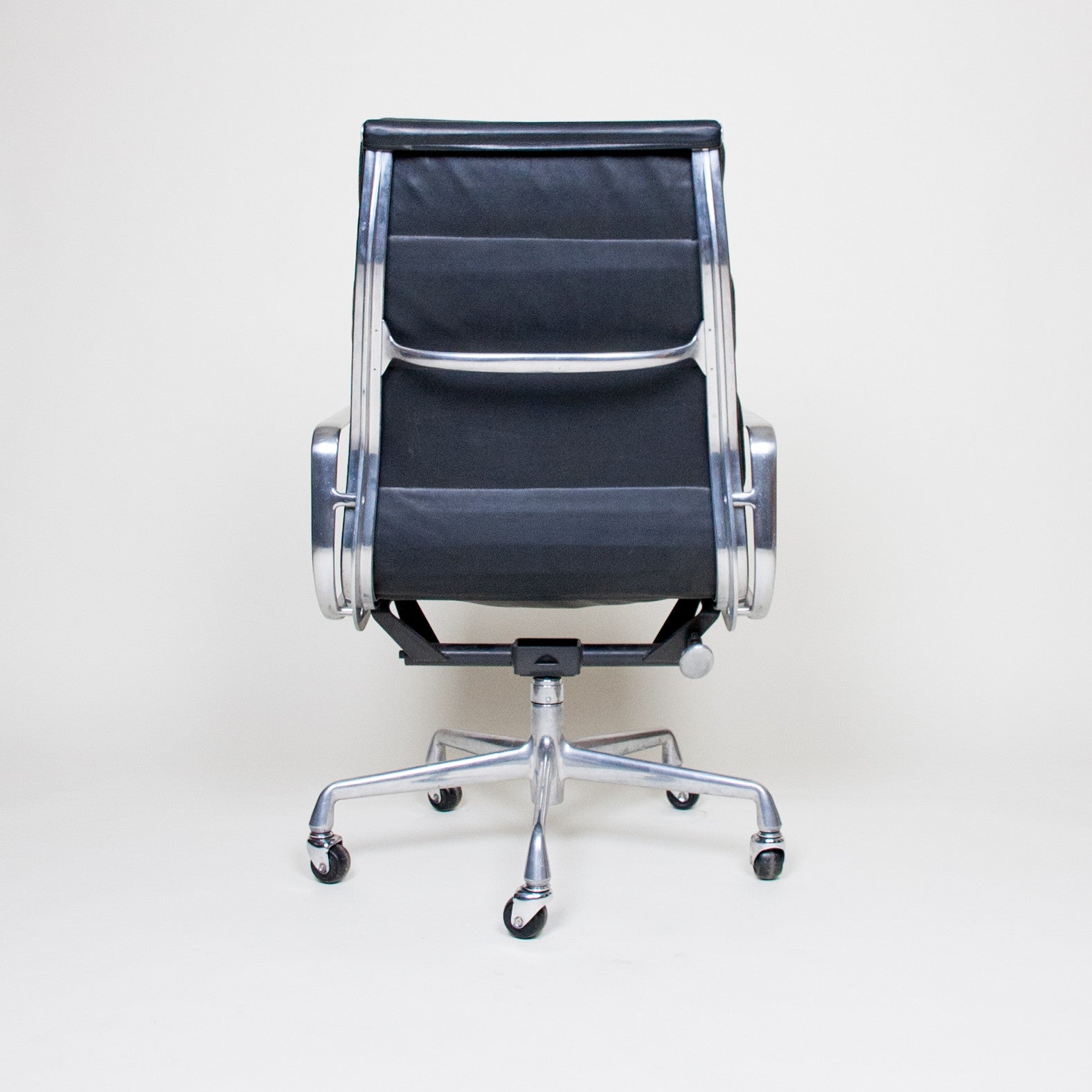SOLD Eames Herman Miller High Back Soft Pad Aluminum Group Chair Black Leather