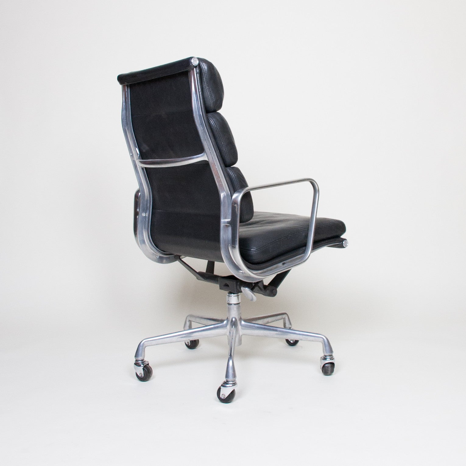 SOLD Eames Herman Miller High Back Soft Pad Aluminum Group Chair Black Leather