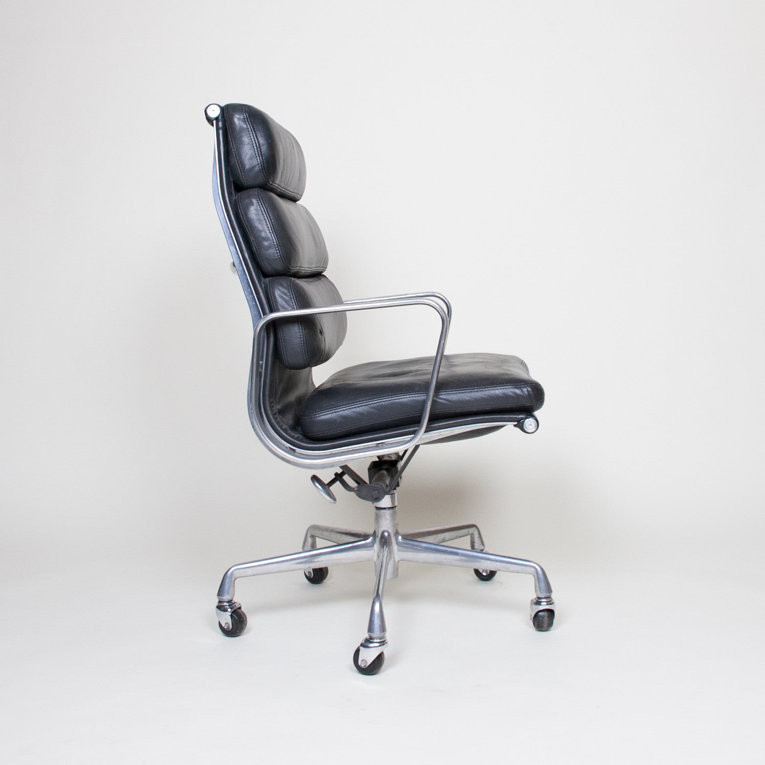 SOLD Eames Herman Miller High Back Soft Pad Aluminum Group Chair Black Leather