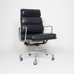 SOLD Eames Herman Miller High Back Soft Pad Aluminum Group Chair Black Leather