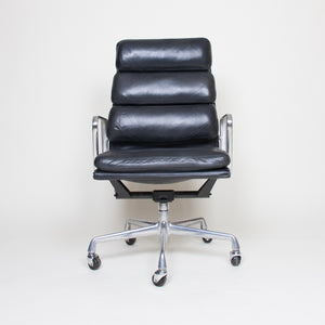 SOLD Eames Herman Miller High Back Soft Pad Aluminum Group Chair Black Leather