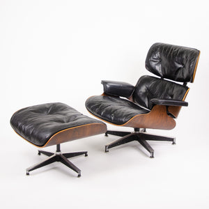 SOLD 1956 Holy Grail Herman Miller Eames Lounge Chair w Swivel Ottoman Boots + 3 Hole