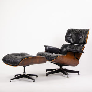 SOLD 1956 Holy Grail Herman Miller Eames Lounge Chair w Swivel Ottoman Boots + 3 Hole