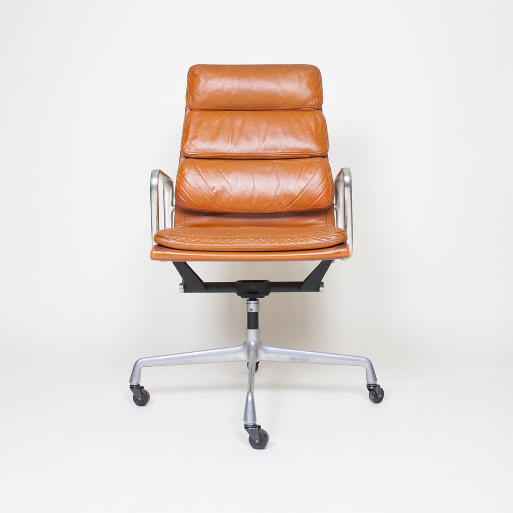 SOLD Eames Herman Miller High Back Soft Pad Aluminum Group Chair Cognac Leather