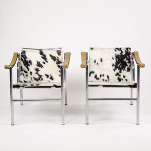 SOLD 1960's Vintage Pair Le Corbusier LC1 Cassina Basculant Chairs Cowhide