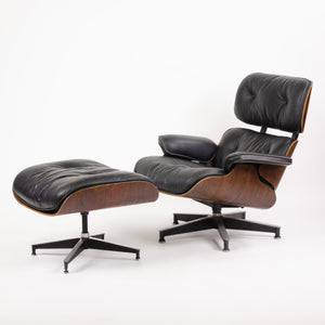 SOLD 1950's Herman Miller Eames Lounge Chair & Ottoman Rosewood 670 671 Black Leather