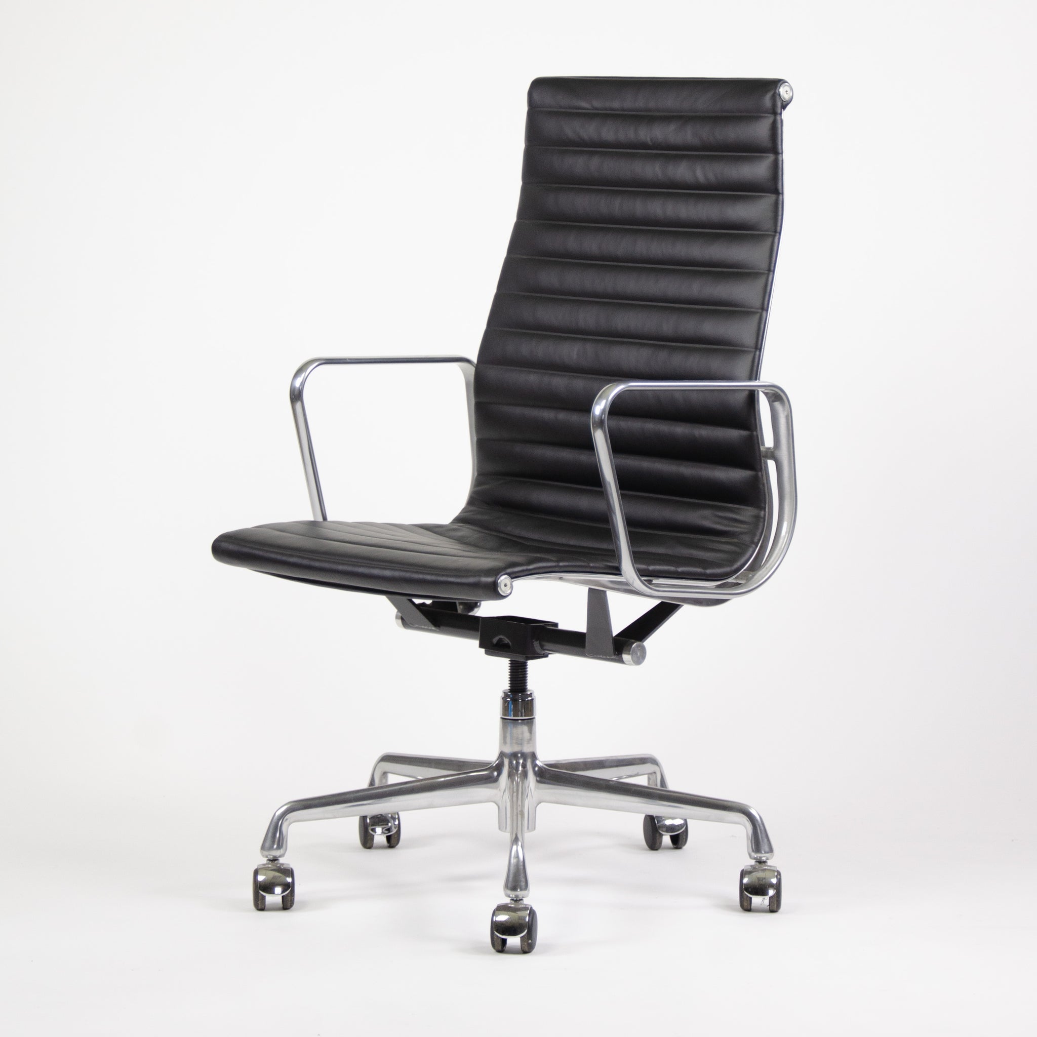 SOLD Herman Miller Eames Leather High Back Executive Aluminum Group Desk Chairs 2 Available