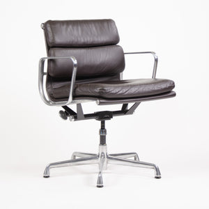 SOLD Herman Miller Eames Soft Pad Aluminum Group Chair Brown Leather 2000's