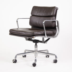 SOLD Herman Miller Eames Soft Pad Aluminum Group Chair Brown Leather 2000's