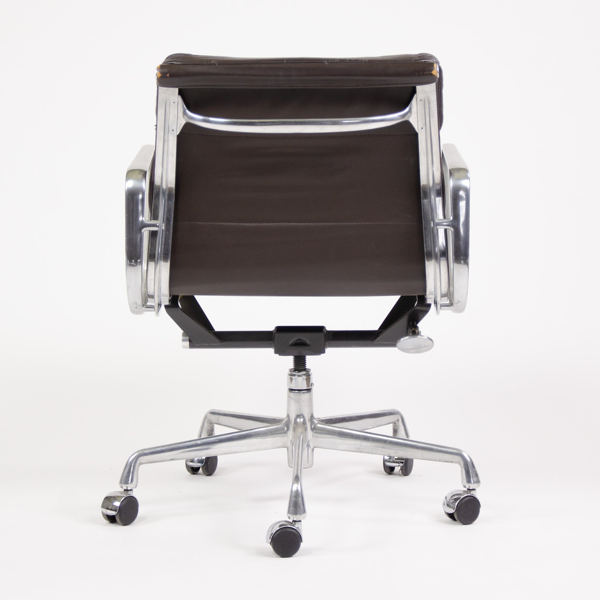SOLD Herman Miller Eames Soft Pad Aluminum Group Chair Brown Leather 2000's