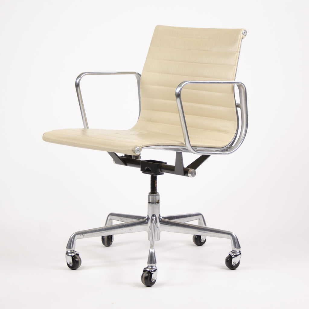 SOLD Herman Miller Eames Aluminum Group Executive Low Back Chair Ivory Leather 2000's