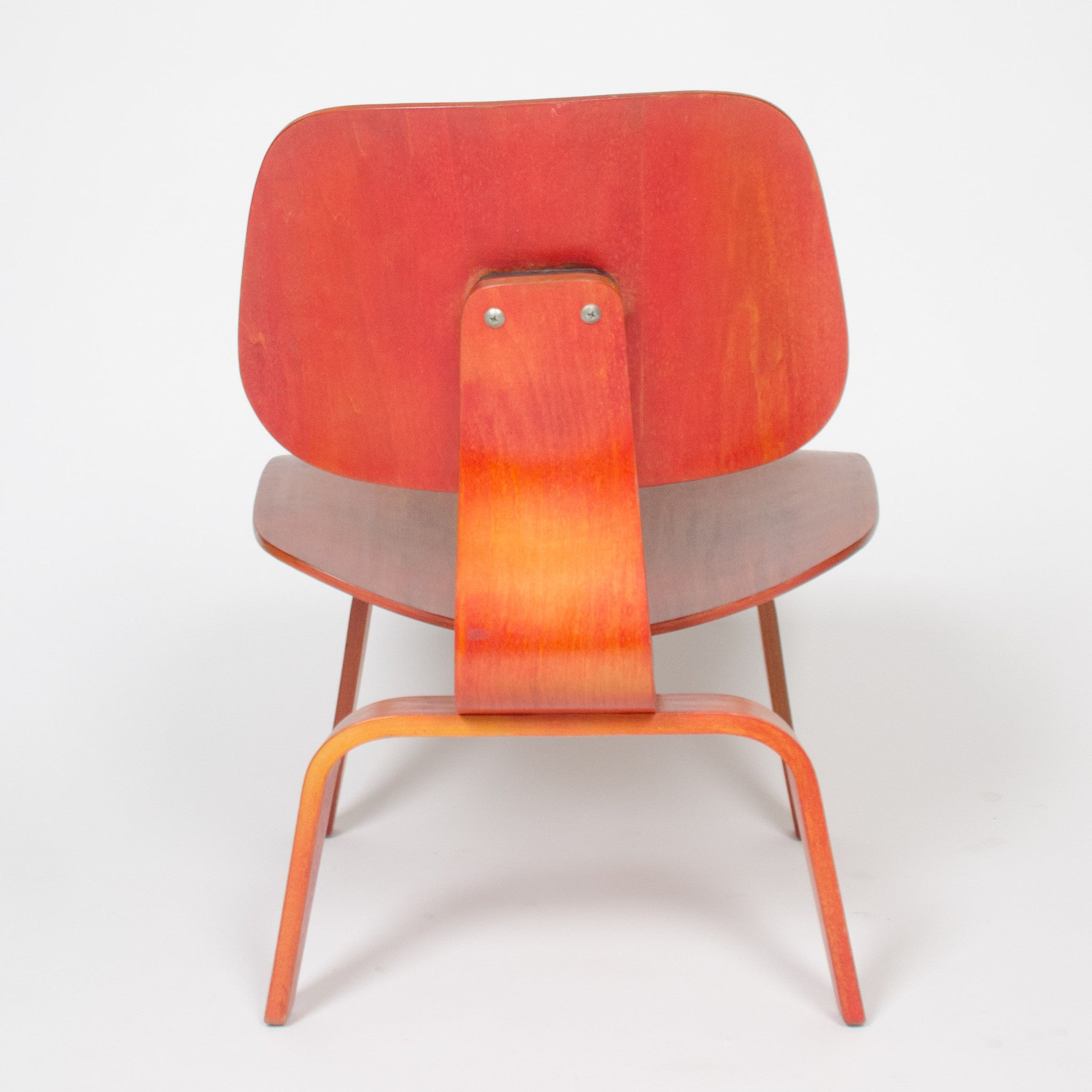 SOLD Eames Herman Miller 1950 LCW Early Red Aniline, All Original Lounge Chair