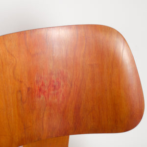 SOLD Eames Herman Miller 1950 LCW Early Red Aniline, All Original Lounge Chair