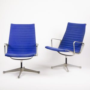 SOLD Blue Eames Herman Miller Aluminum Group Fabric Lounge Chairs Rare