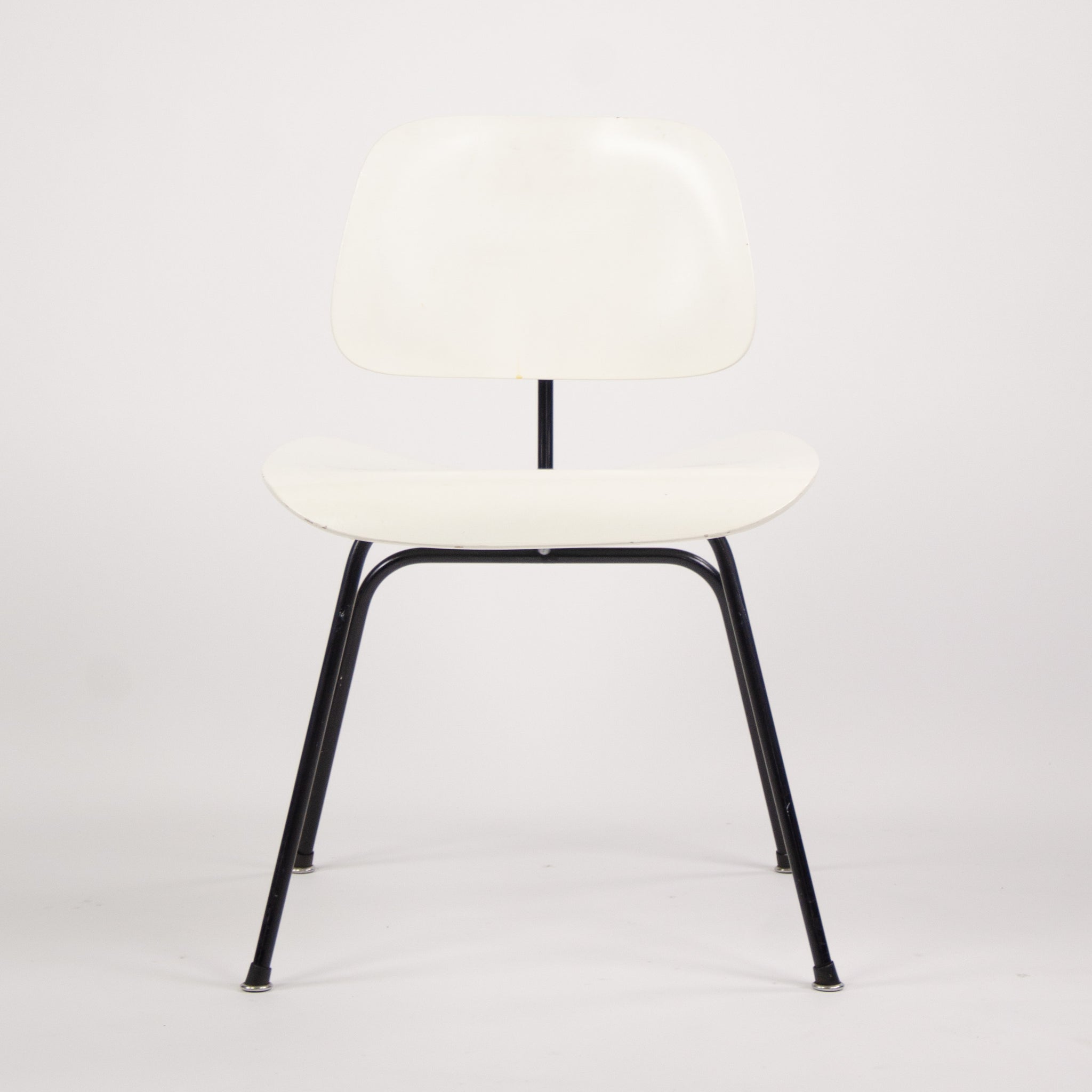 SOLD Herman Miller Eames 1954 DCM Dining Chair Restored White Boot Glides