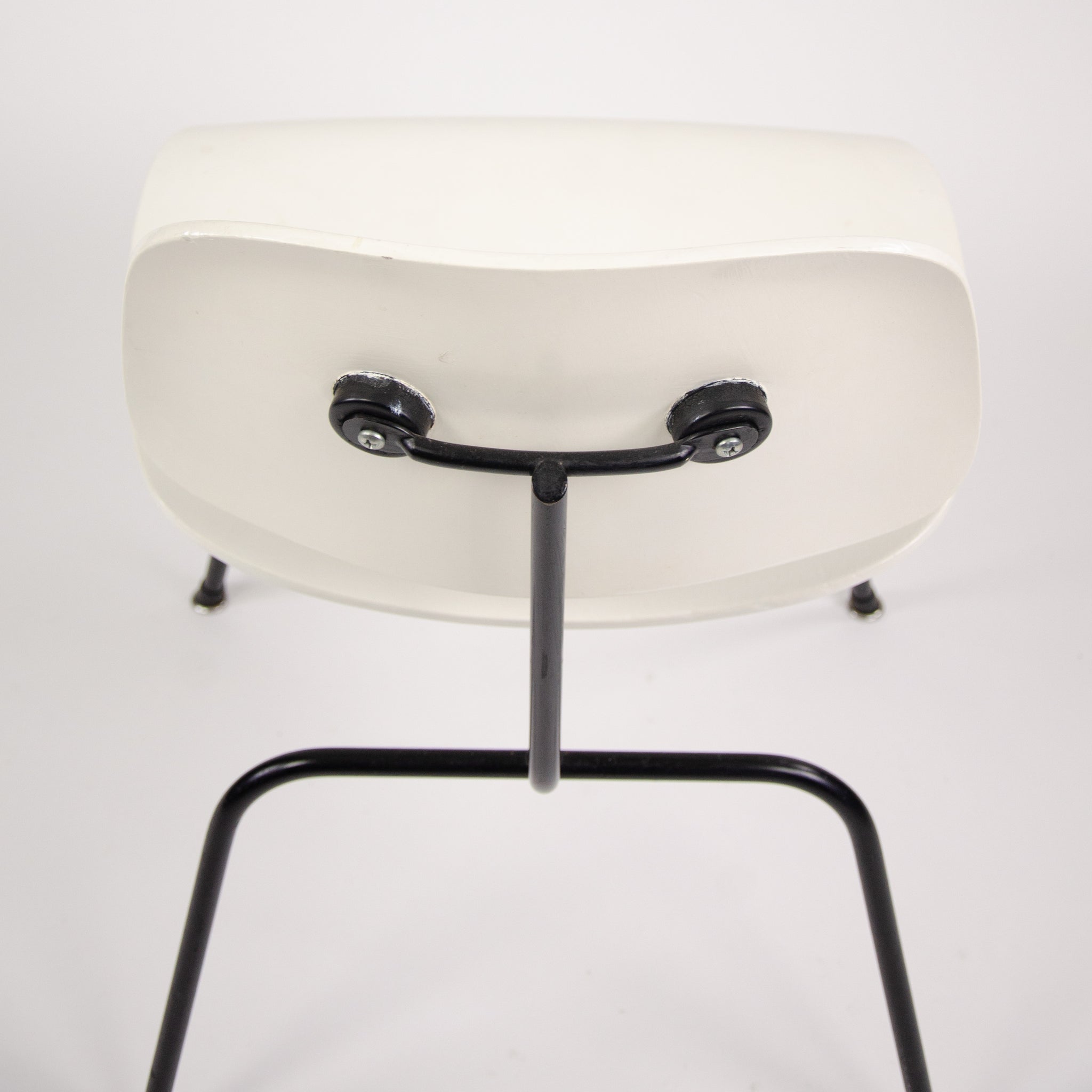 SOLD Herman Miller Eames 1954 DCM Dining Chair Restored White Boot Glides