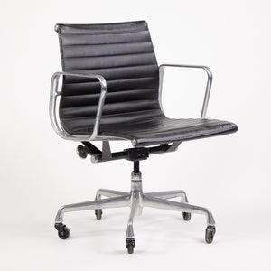 SOLD Herman Miller Eames Low Aluminum Group Executive Desk Chairs Black Leather 2006