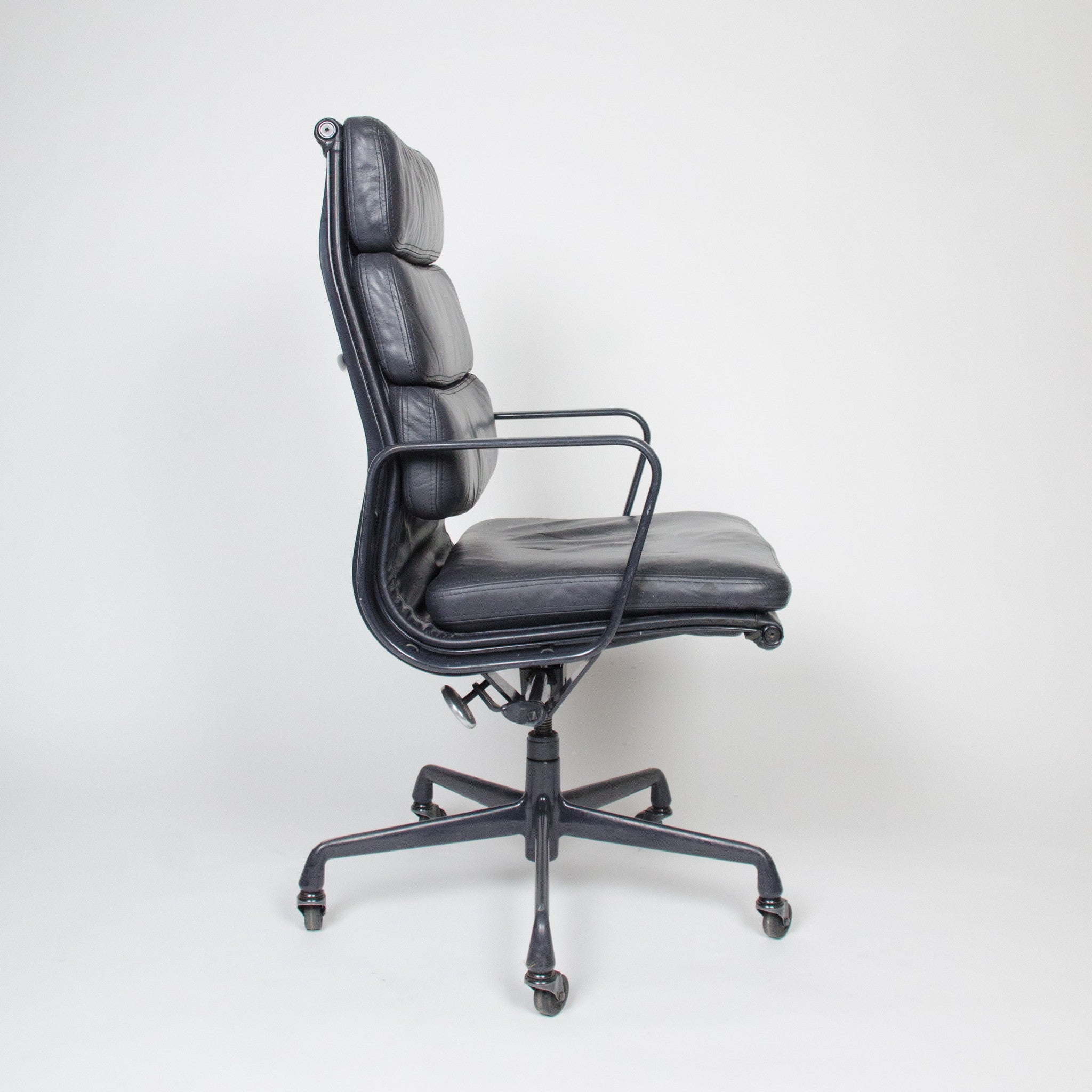 SOLD Dark Gray Eames Herman Miller Soft Pad High Back Aluminum Group Chair