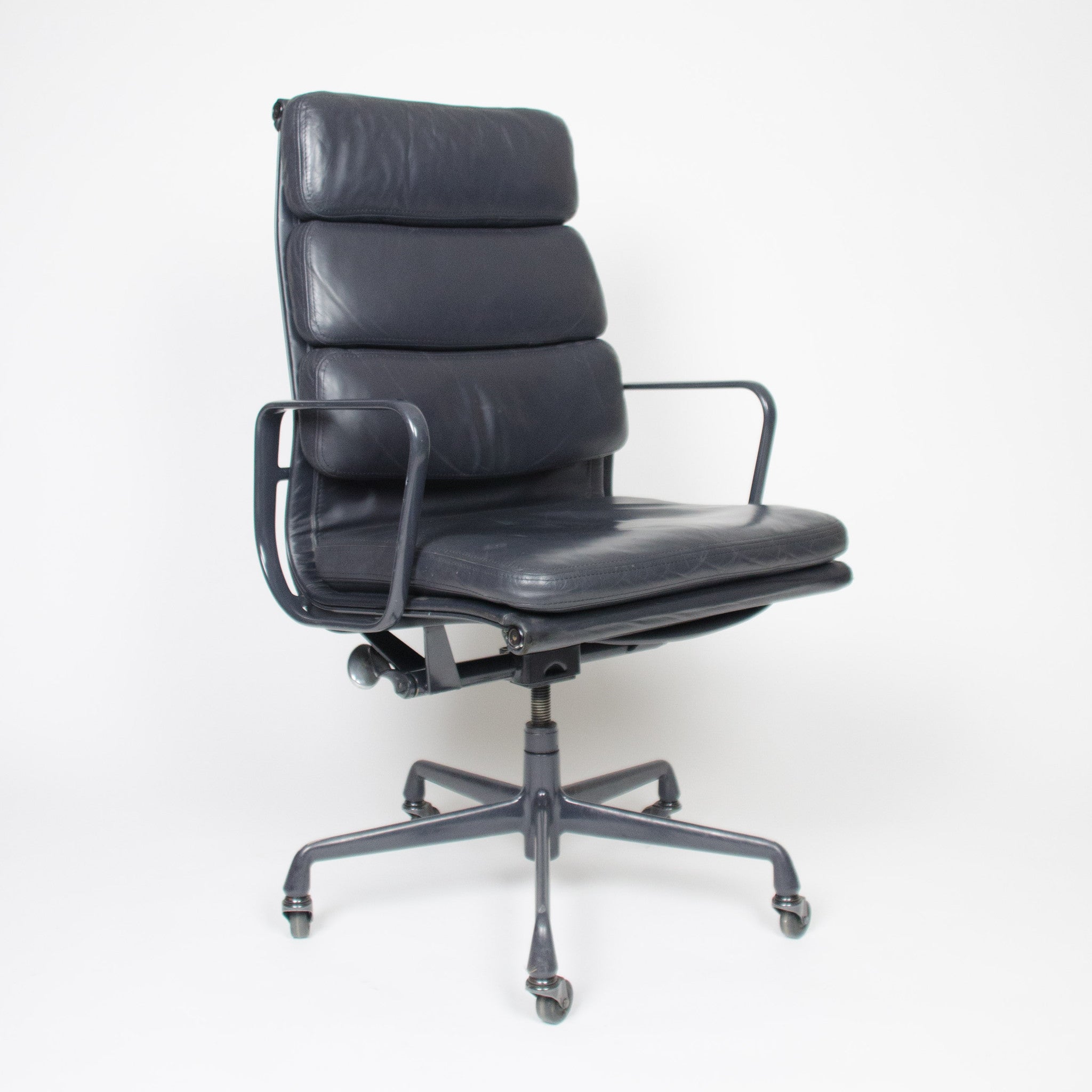 SOLD Dark Gray Eames Herman Miller Soft Pad High Back Aluminum Group Chair