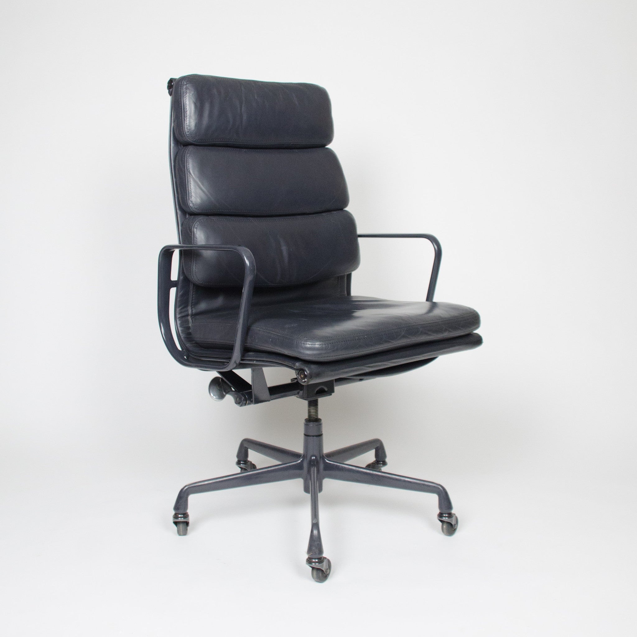 SOLD Dark Gray Eames Herman Miller Soft Pad High Back Aluminum Group Chair