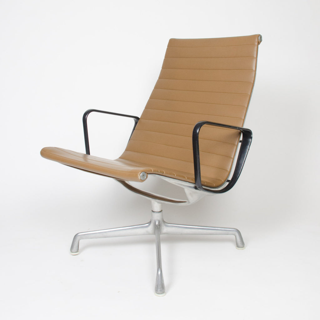 SOLD Eames Herman Miller Aluminum Group Lounge Chair, Tan Upholstery