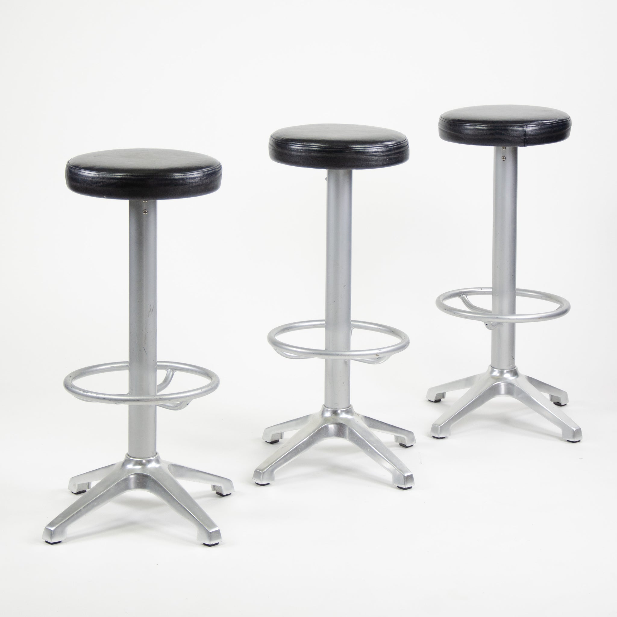 SOLD AMAT-3 Cooper Bar Counter Leather Stools Spain 4x Available