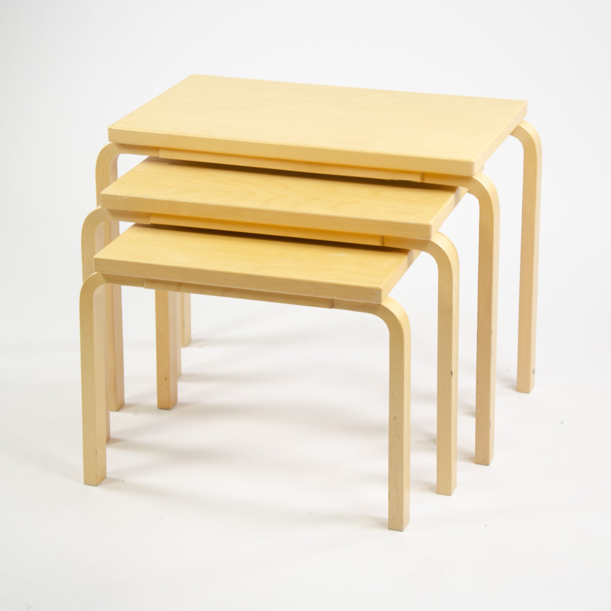 SOLD Alvar Aalto Nesting Tables 88 by Artek Birch Finland 2002