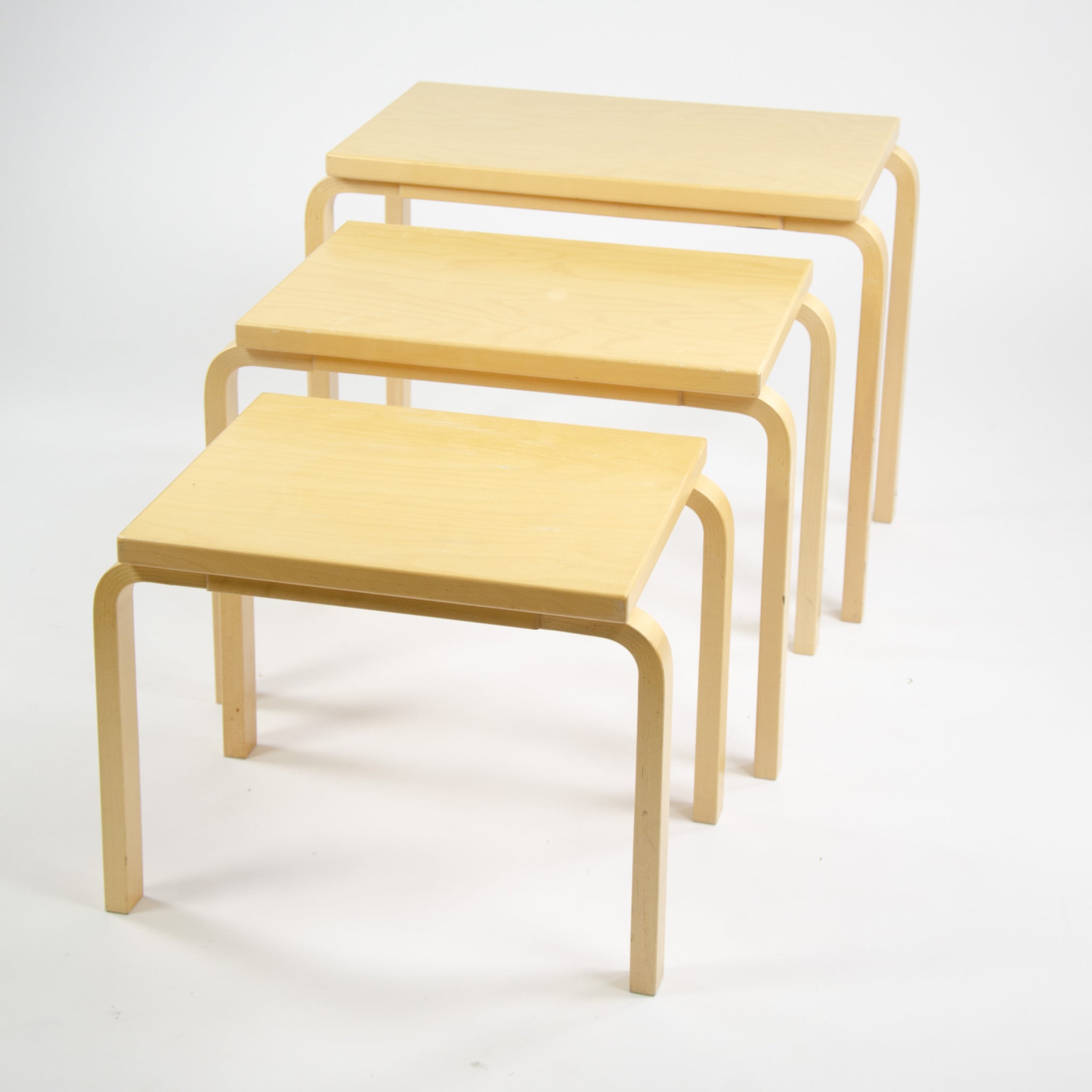 SOLD Alvar Aalto Nesting Tables 88 by Artek Birch Finland 2002